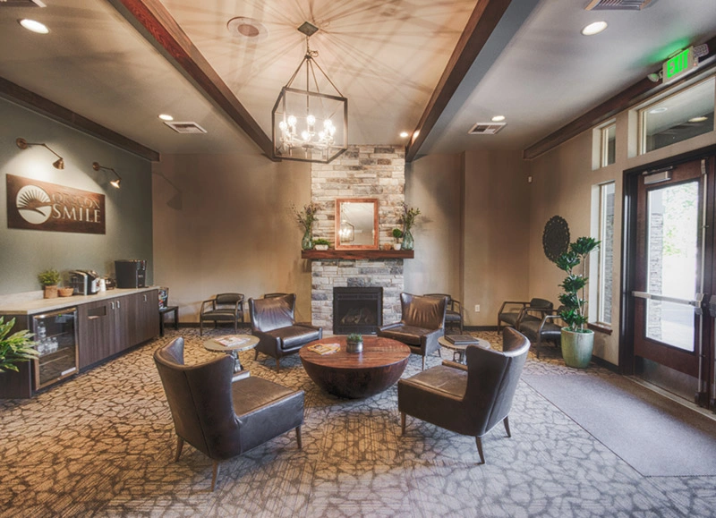 Comfortable waiting room at Oregon Smile Care Center