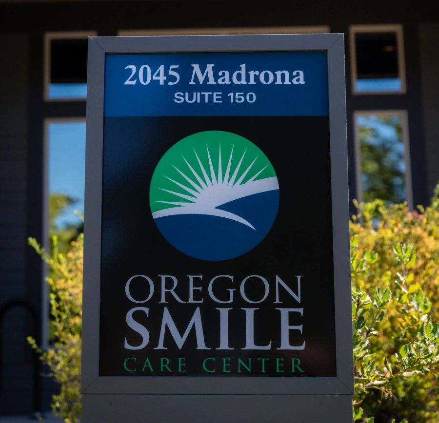 Office sign at Oregon Smile Care Center, 2045 Madrona Ave, Salem, OR